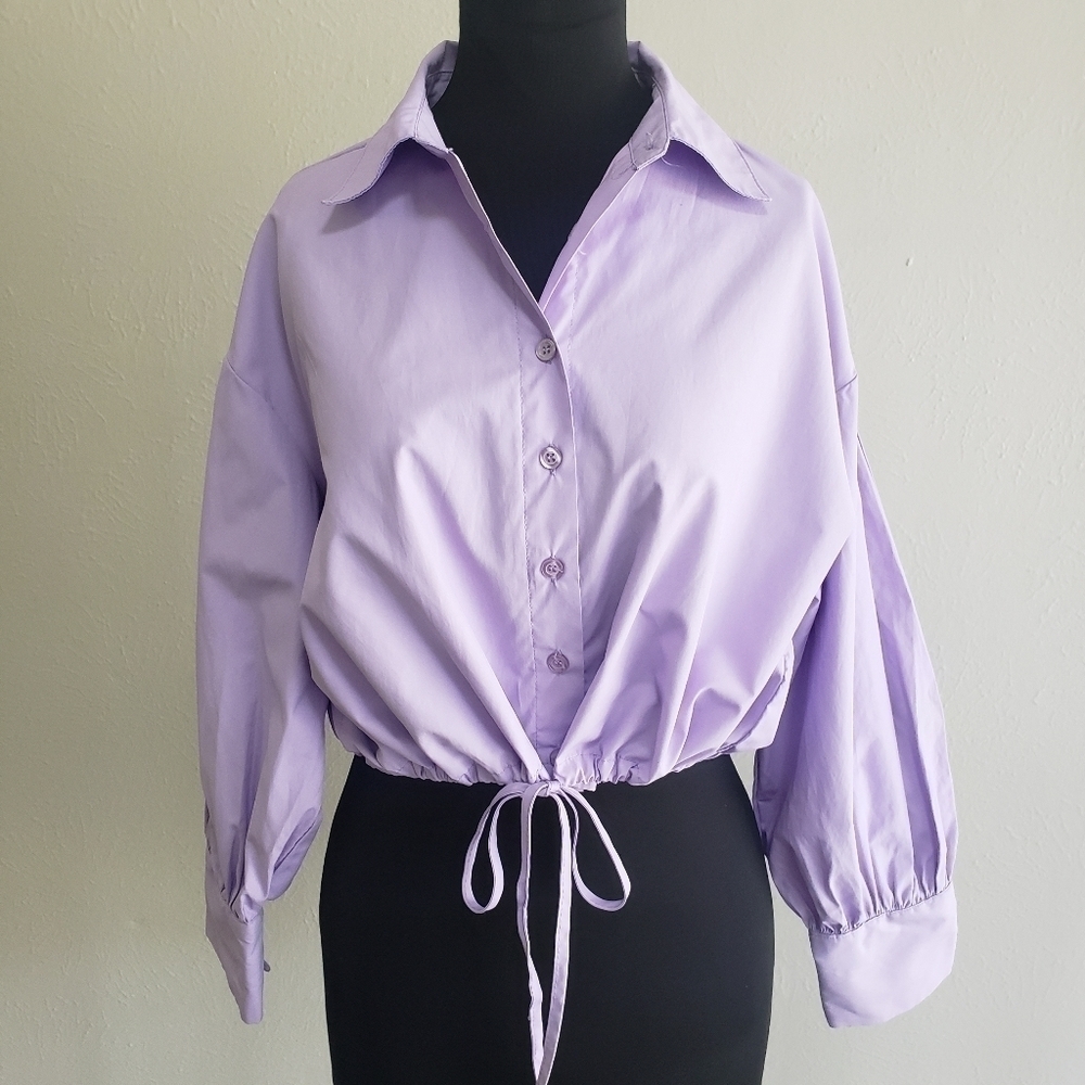18 Centimeters Tie Waist Cropped Shirt